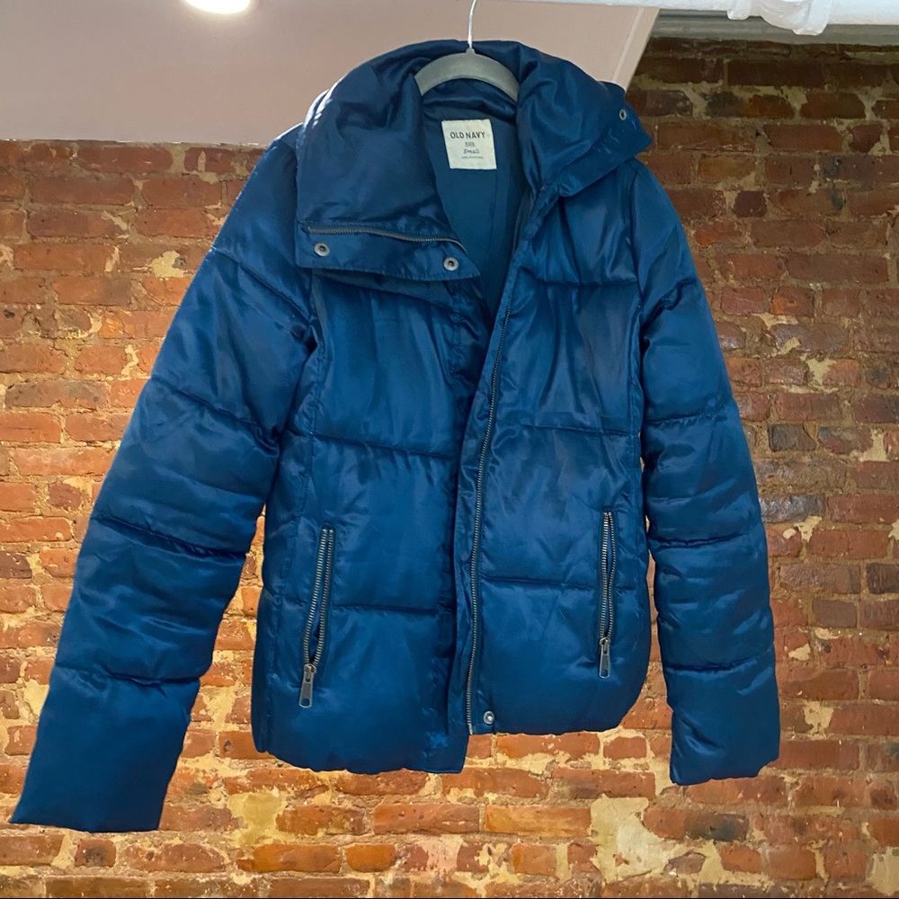 Old Navy Teal/Blue Puffer Shiny Jacket